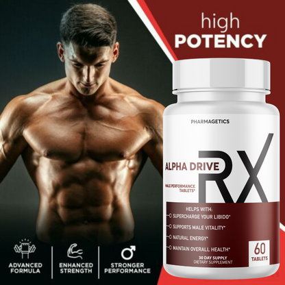 Alpha Drive RX - Male Health Tablets to Boost Energy and Intimate Performance - 10 Bottles