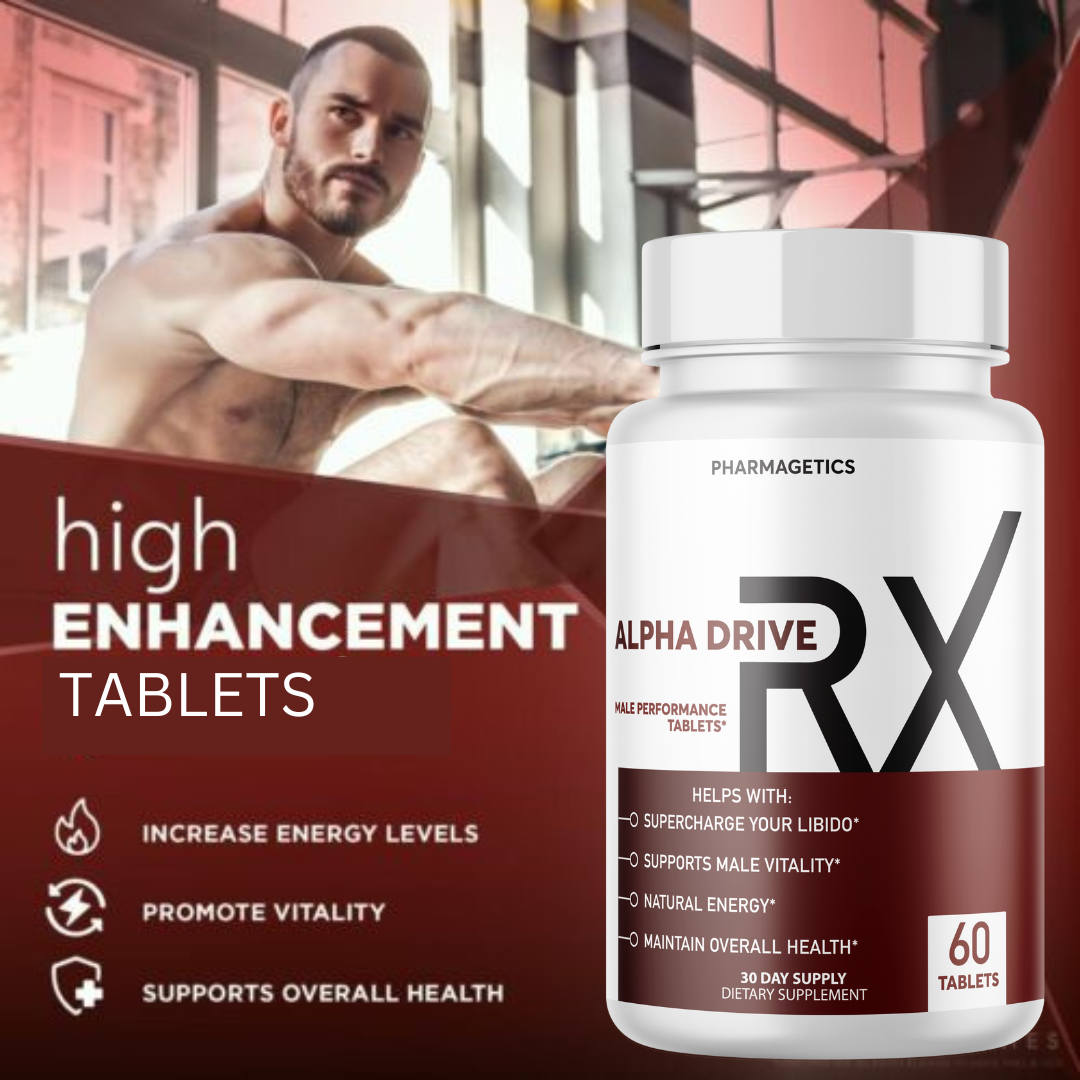 Alpha Drive RX - Male Health Tablets to Boost Energy and Intimate Performance 2 Bottles