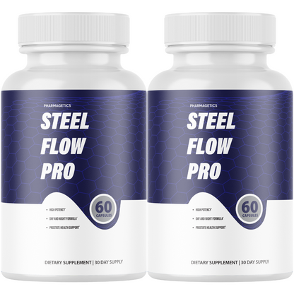 Steel Flow Pro Maximum For Men, SteelFlow Pro Blood Flow - 2 Bottles