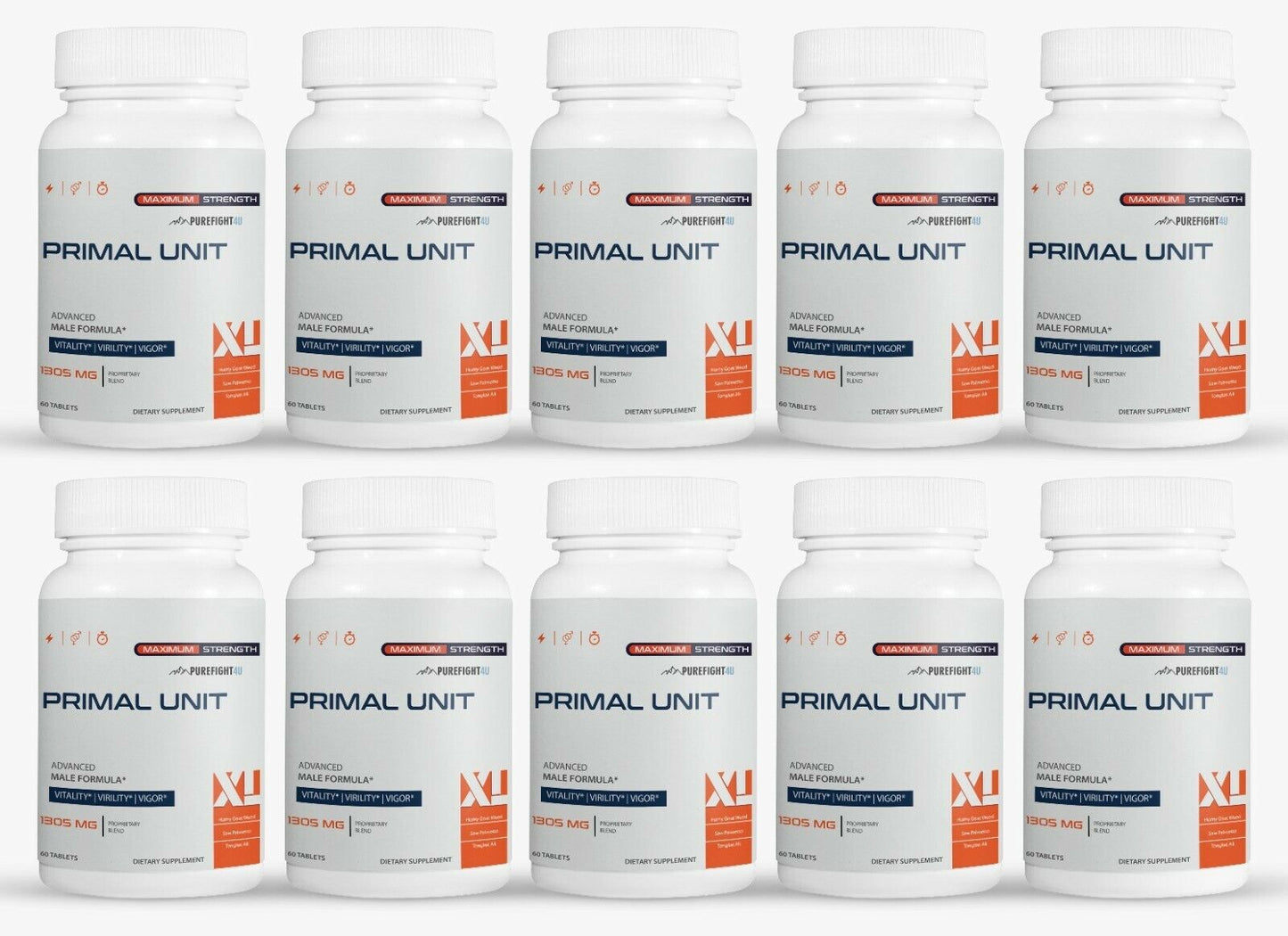 PRIMAL UNIT XL Pills For Men  1305mg - 10 Bottles 600 Capsules