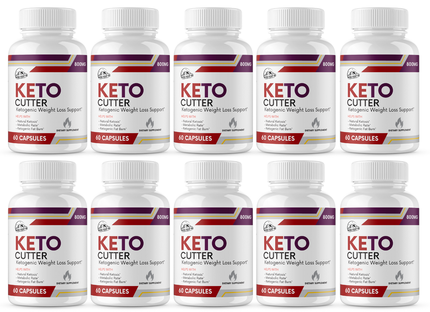 Keto Cutter Ketogenic Weight Loss Support - 10 Bottles 600 Capsules