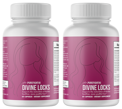 Divine Locks Complex Advanced Unique Hair Growth Vitamins-2 Bottles 120 Capsules