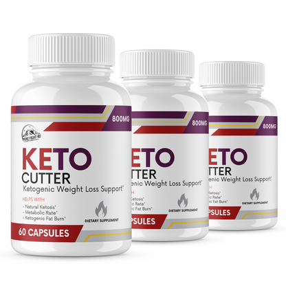 Keto Cutter Ketogenic Weight Loss Support - 3 Bottles 180 Capsules