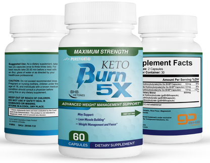 Keto Burn 5x Pills Advanced Weight Management Support 12 Bottles 720 Capsules