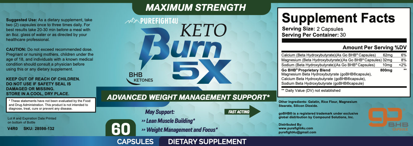 Keto Burn 5x Pills Advanced Weight  Management Support - 2 Bottles 120 Capsules