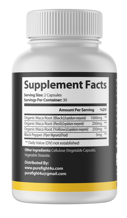 Maca Black, Red,  & Yellow Maca Root 1500mg - 3 Bottles 180 Capsules