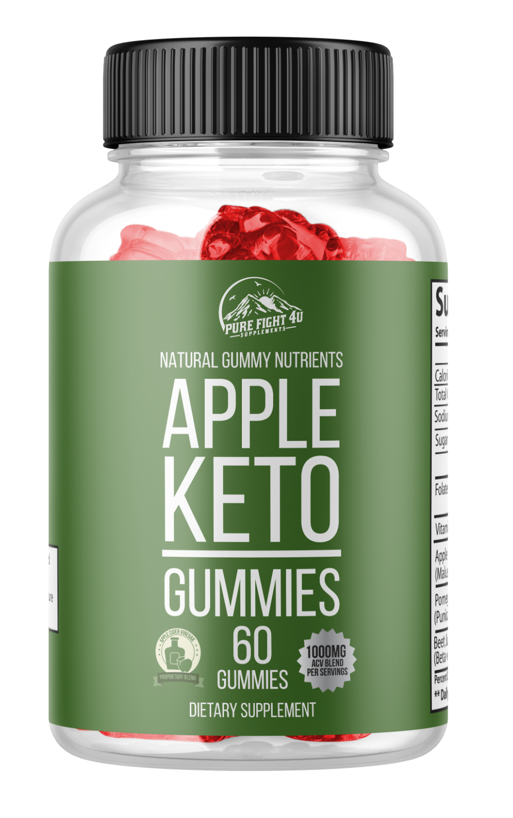 Apple Keto Dietary Supplement 3 Bottles 180 Gummies