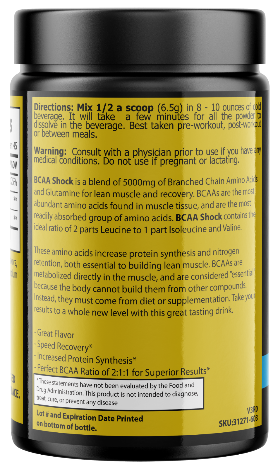 BCAA Shock Powder Fruit Punch Flavor 292 Grams - 4 Bottles