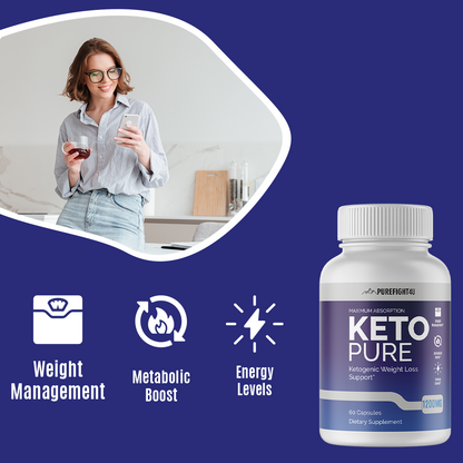 Keto Pure Ketogenic Weight Loss Support - 4 Bottles 240 Capsules