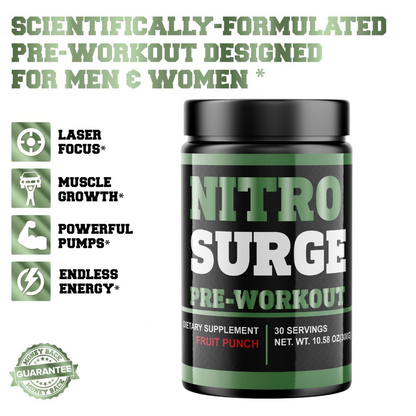 Nitro Surge Pre-workout fruit punch 10.58 oz - 4 Bottles