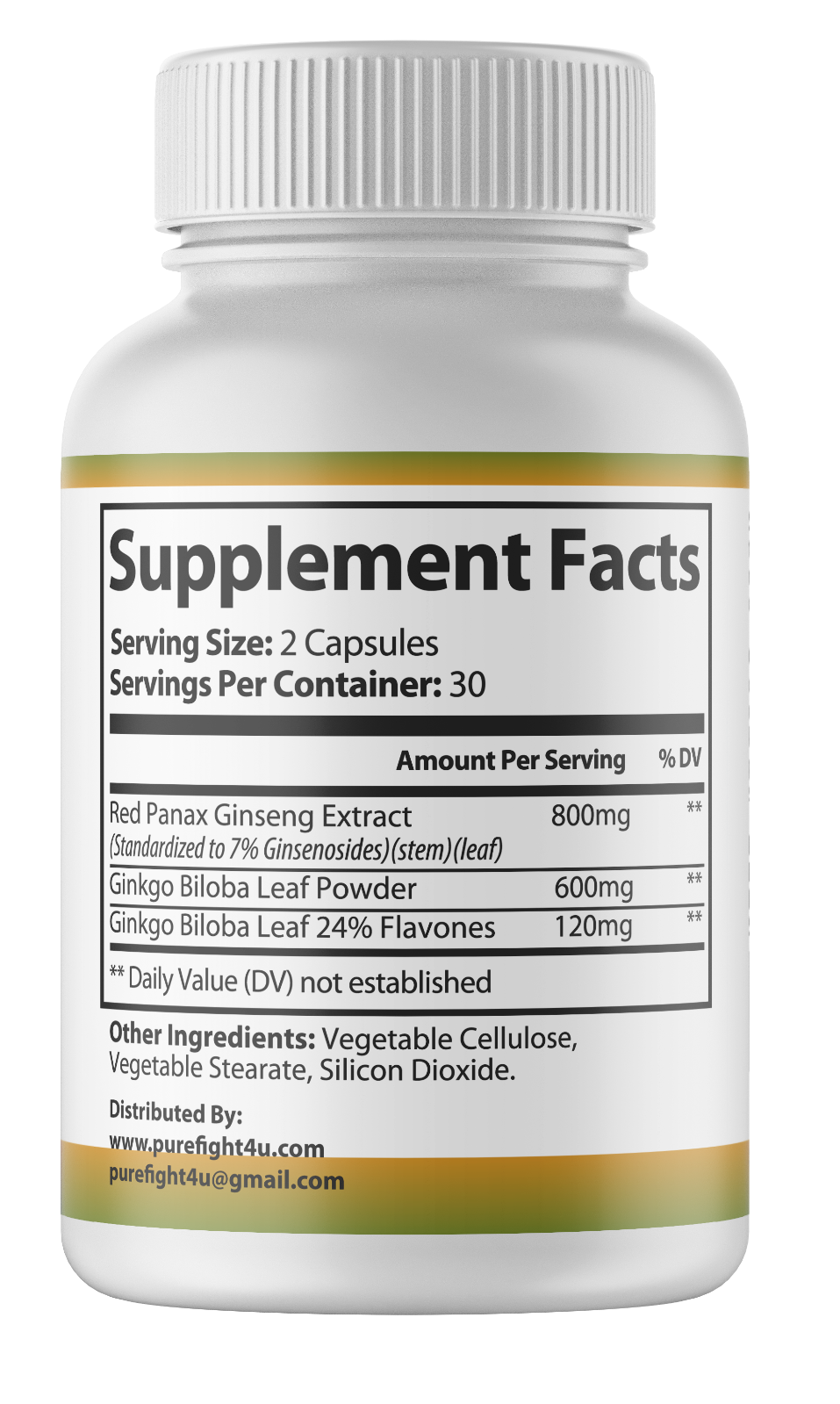 Ginkgo Biloba+Red Panax Ginseng Premium Green Superfood -12 Bottles 720 Capsules