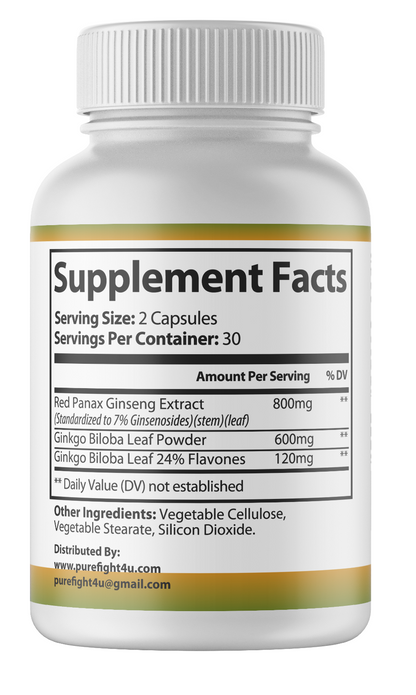 Ginkgo Biloba+Red Panax Ginseng Premium Green Superfood - 4 Bottles 240 Capsules