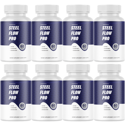 Steel Flow Pro Maximum For Men, SteelFlow Pro Blood Flow - 8 Bottles