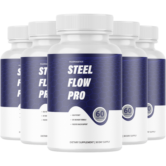 Steel Flow Pro Maximum For Men, SteelFlow Pro Blood Flow - 5 Bottles