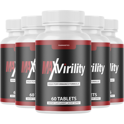 Max Virility Male Health Pills to Boost Stamina and Energy Levels - 5 Bottles