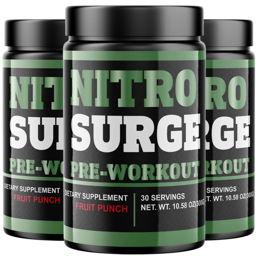 Nitro Surge Pre-workout fruit punch 10.58 oz - 3 Bottles - BRAND NEW