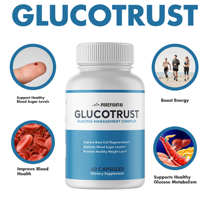 Glucotrust Blood Sugar Support Supplement - 12 Bottles 720 Capsules