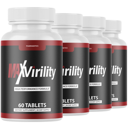 Max Virility Male Health Pills to Boost Stamina and Energy Levels - 4 Bottles