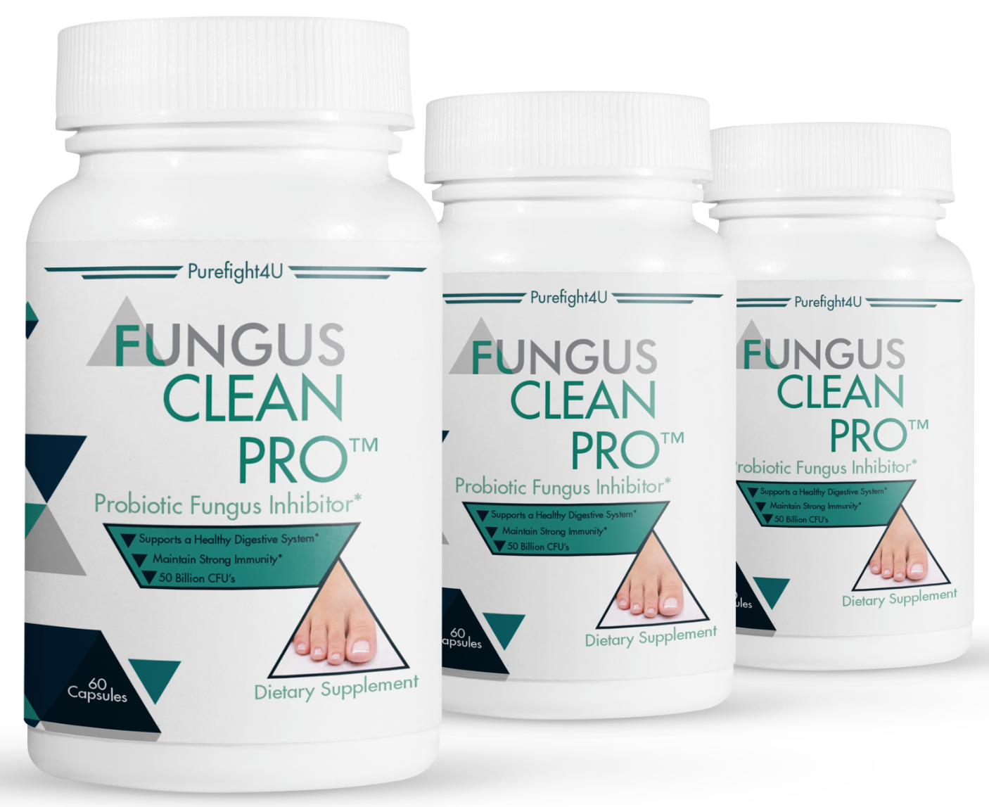 FUNGUS CLEAN PRO Toenail Care - 3 Bottles 180 Vegetarian Capsules