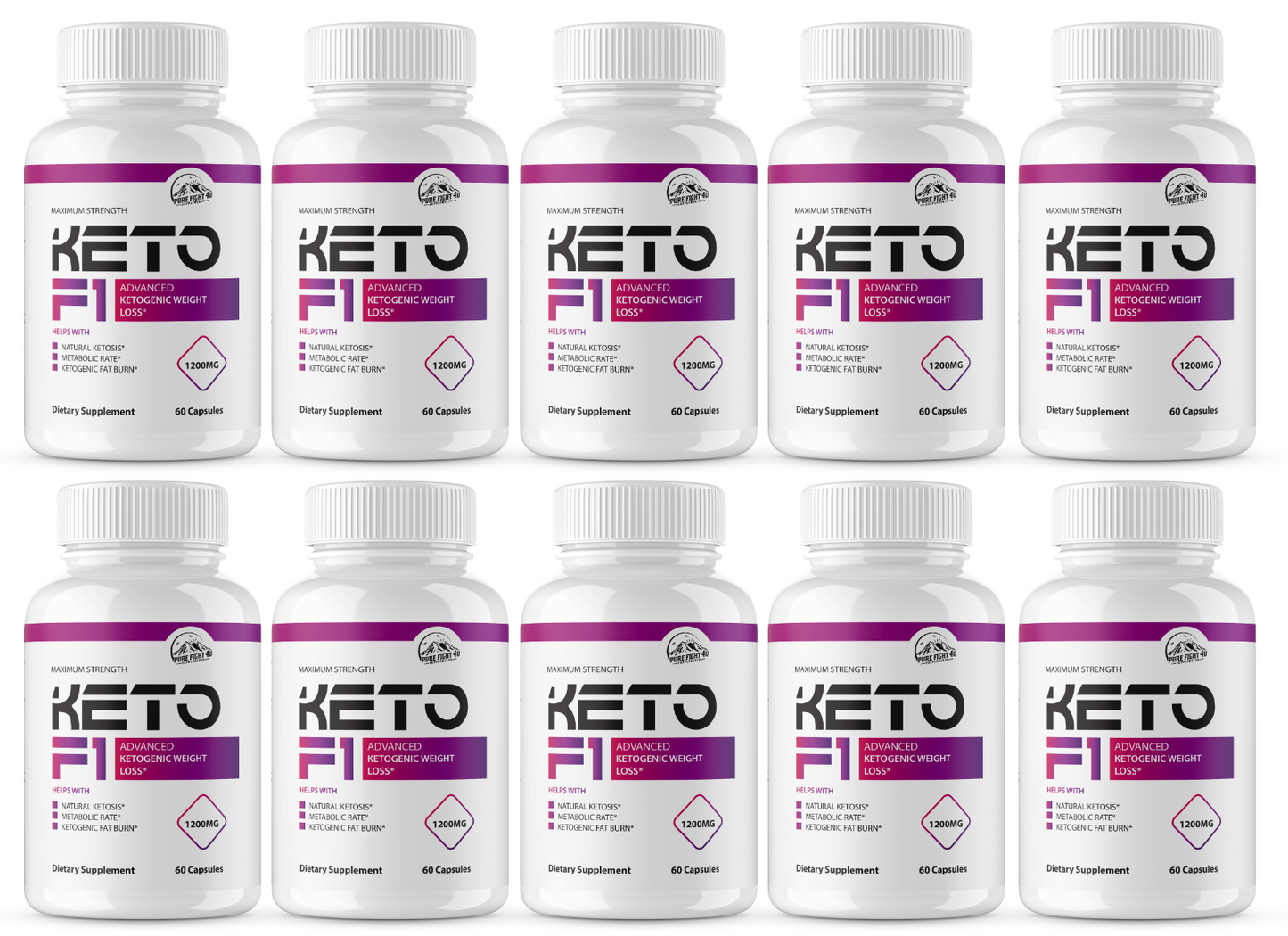 Keto F1 Pills Advanced Ketogenic Weight Loss - 10 Bottles 600 Capsules