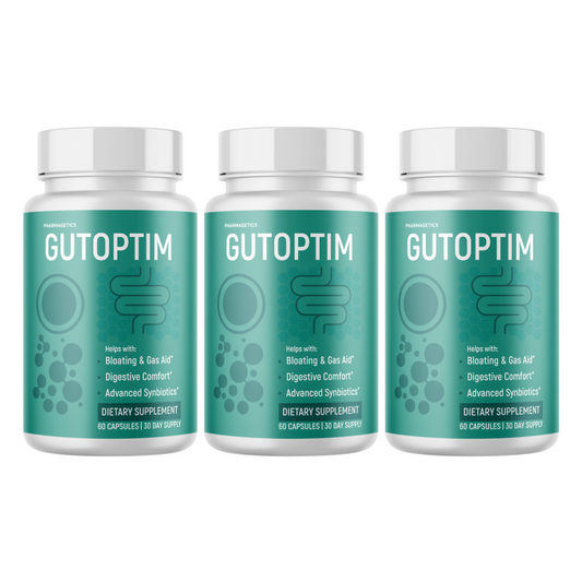 Gutoptim Advanced Gut Health Support Digestion & Bloating 3 Bottles 180 Capsules