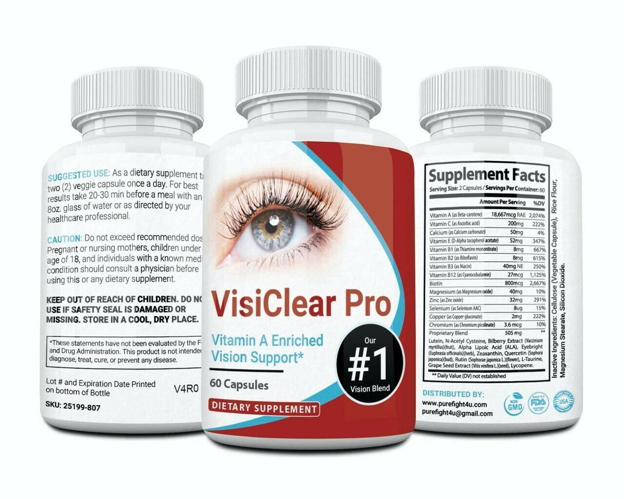 3 Bottles VisiClear Pro Advanced Eye Health Formula 60 Capsules x 3