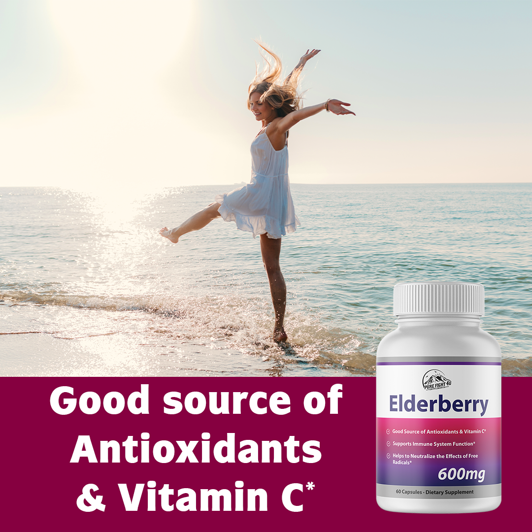 Elderberry Capsules 600mg Immune System Support - 4 Bottles 240 Capsules