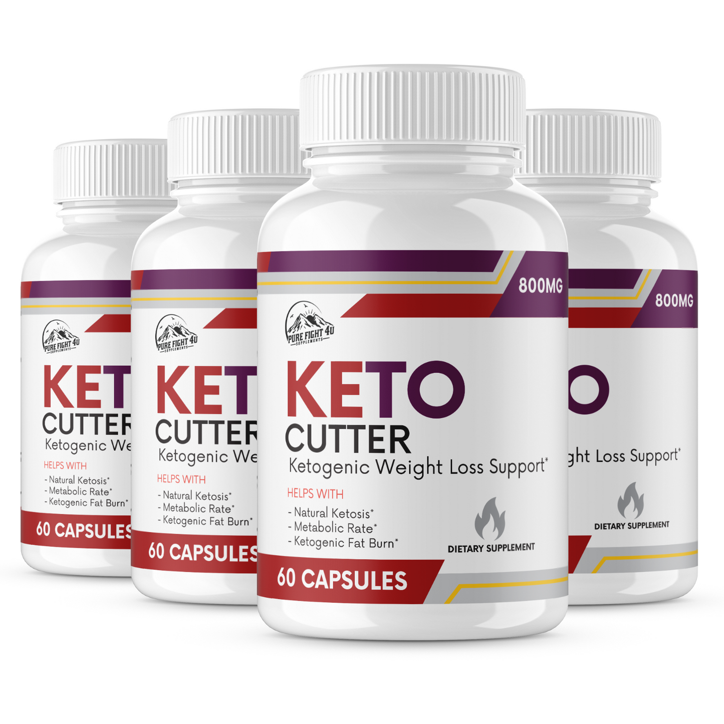 Keto Cutter Ketogenic Weight Loss Support - 4 Bottles 240 Capsules