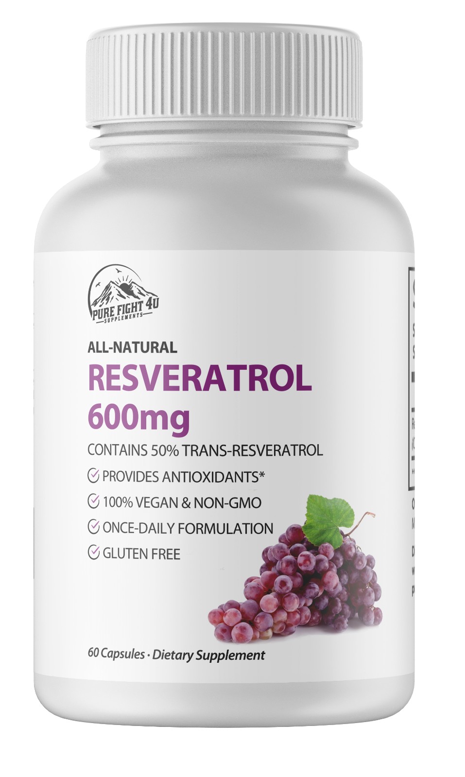 Resveratrol 600mg Dietary Supplement - 5 Bottles 300 Capsules