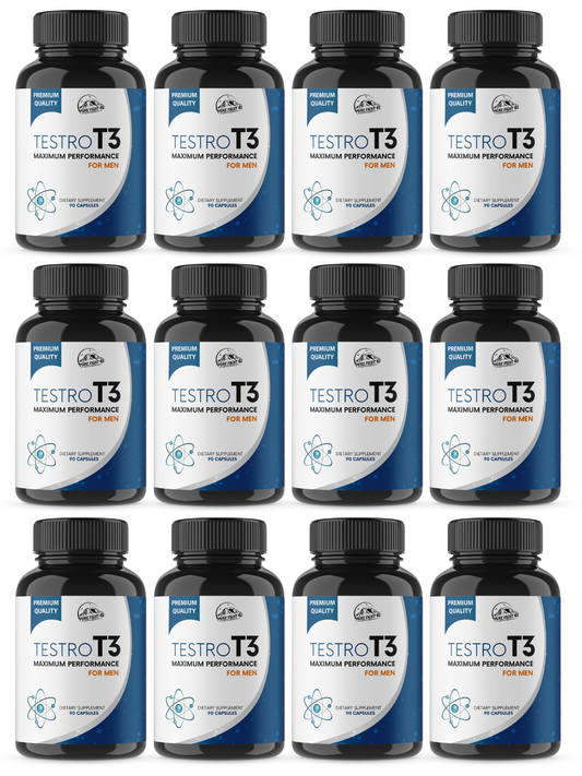 Testro T3 Pills Maximum Performance for Men - 12 Bottles 1080 Capsules