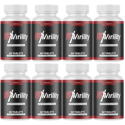 Max Virility Male Health Pills to Boost Stamina and Energy Levels - 8 Bottles