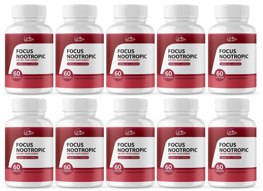 Focus Nootropic Dietary Supplement - 10 Bottles 600 Capsules