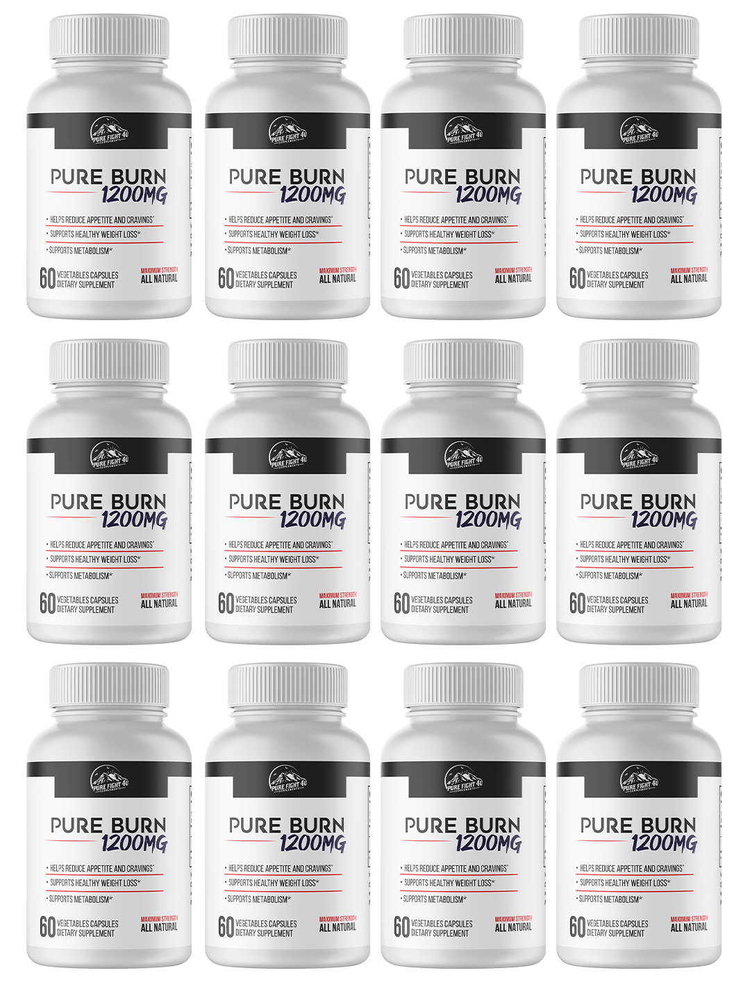 Pure Burn 1200mg Dietary Supplement - 12 Bottles 720 Capsules