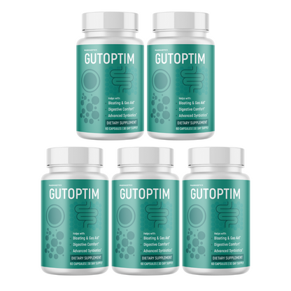 Gutoptim Advanced Gut Health Support Digestion & Bloating 5 Bottles 300 Capsules