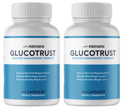 Glucotrust Blood Sugar Support Supplement - 2 Bottles 120 Capsules