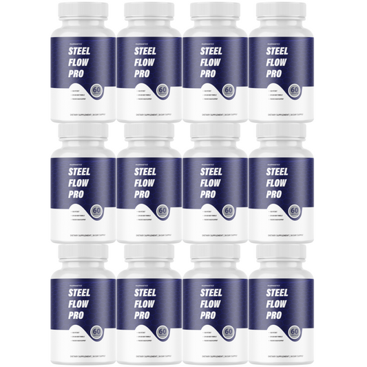 Steel Flow Pro Maximum For Men, SteelFlow Pro Blood Flow - 12 Bottles