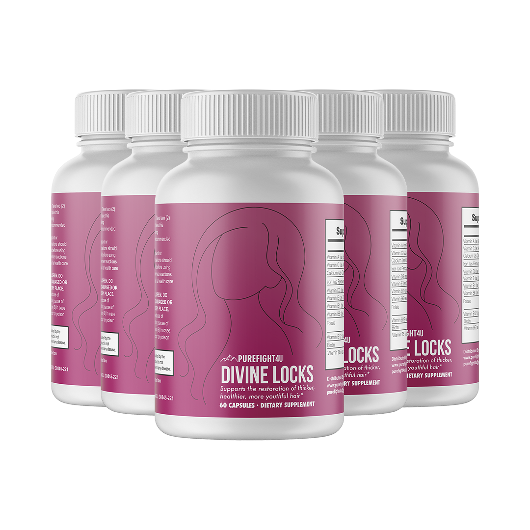 Divine Locks Complex Advanced Unique Hair Growth Vitamins-5 Bottles 300 Capsules