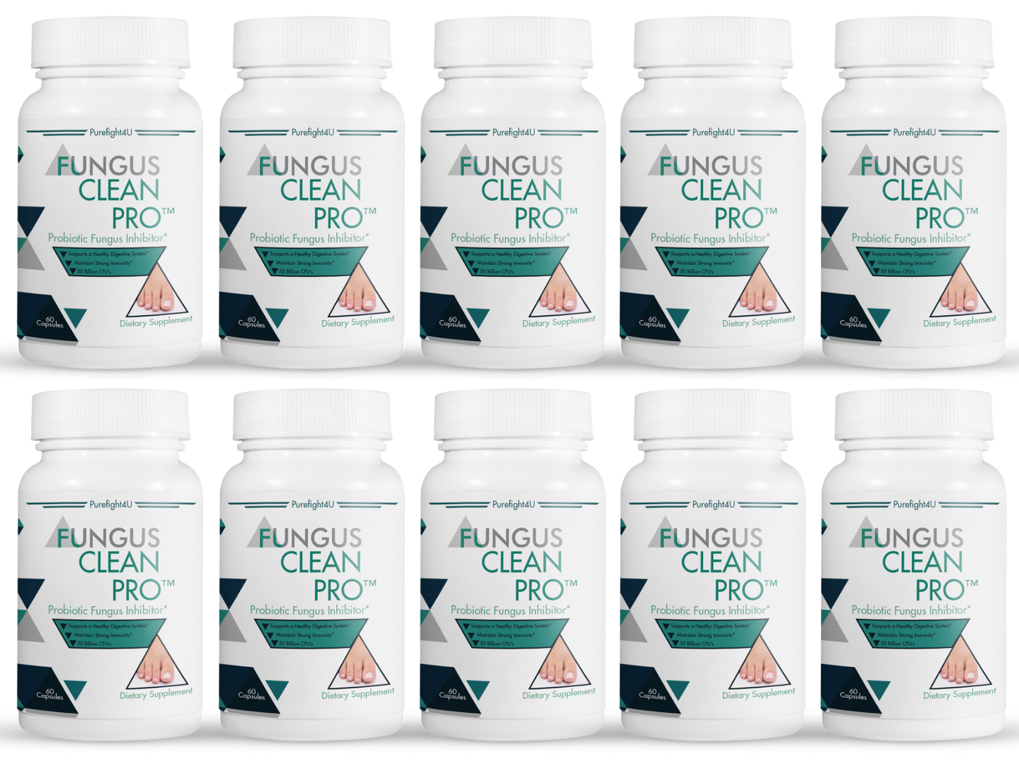 FUNGUS CLEAN PRO Toenail Care - 10 Bottles 600 Vegetarian Capsules