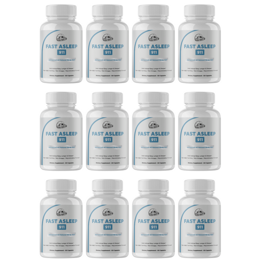 Fast Asleep 911 -  Advanced All Natural Sleep Aid - 12 Bottles 720 Capsules