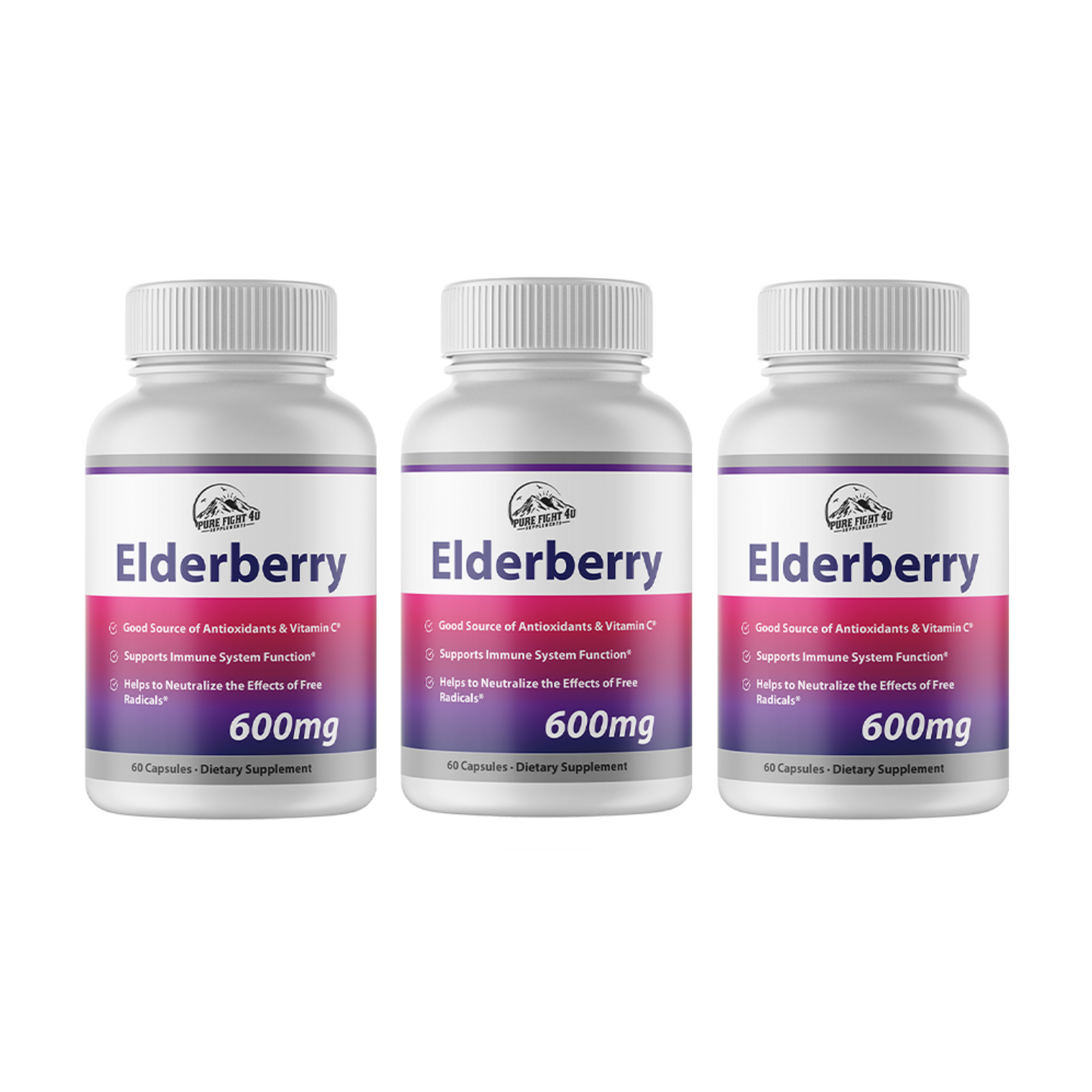 Elderberry Capsules 600mg Immune System Support - 10 Bottles 600 Capsules