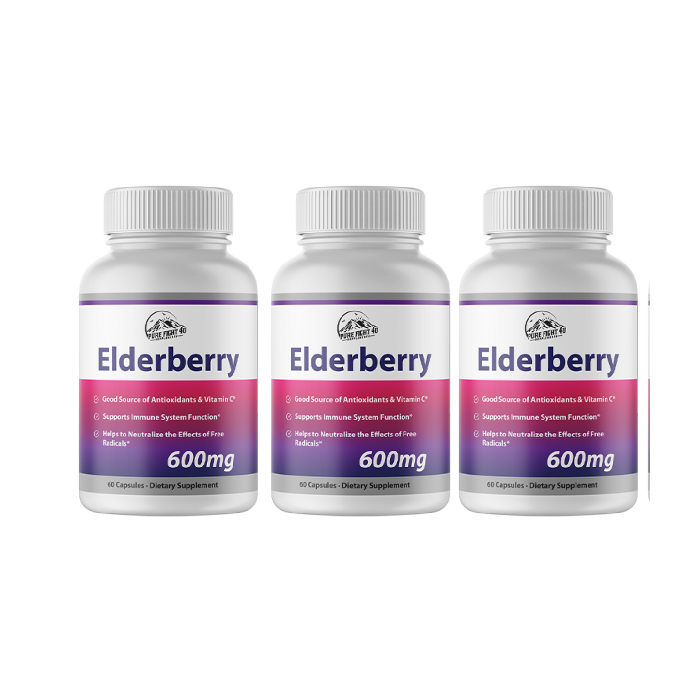 Elderberry Capsules 600mg Immune System Support - 12 Bottles 720 Capsules