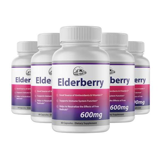 Elderberry Capsules 600mg Immune System Support - 5 Bottles 300 Capsules