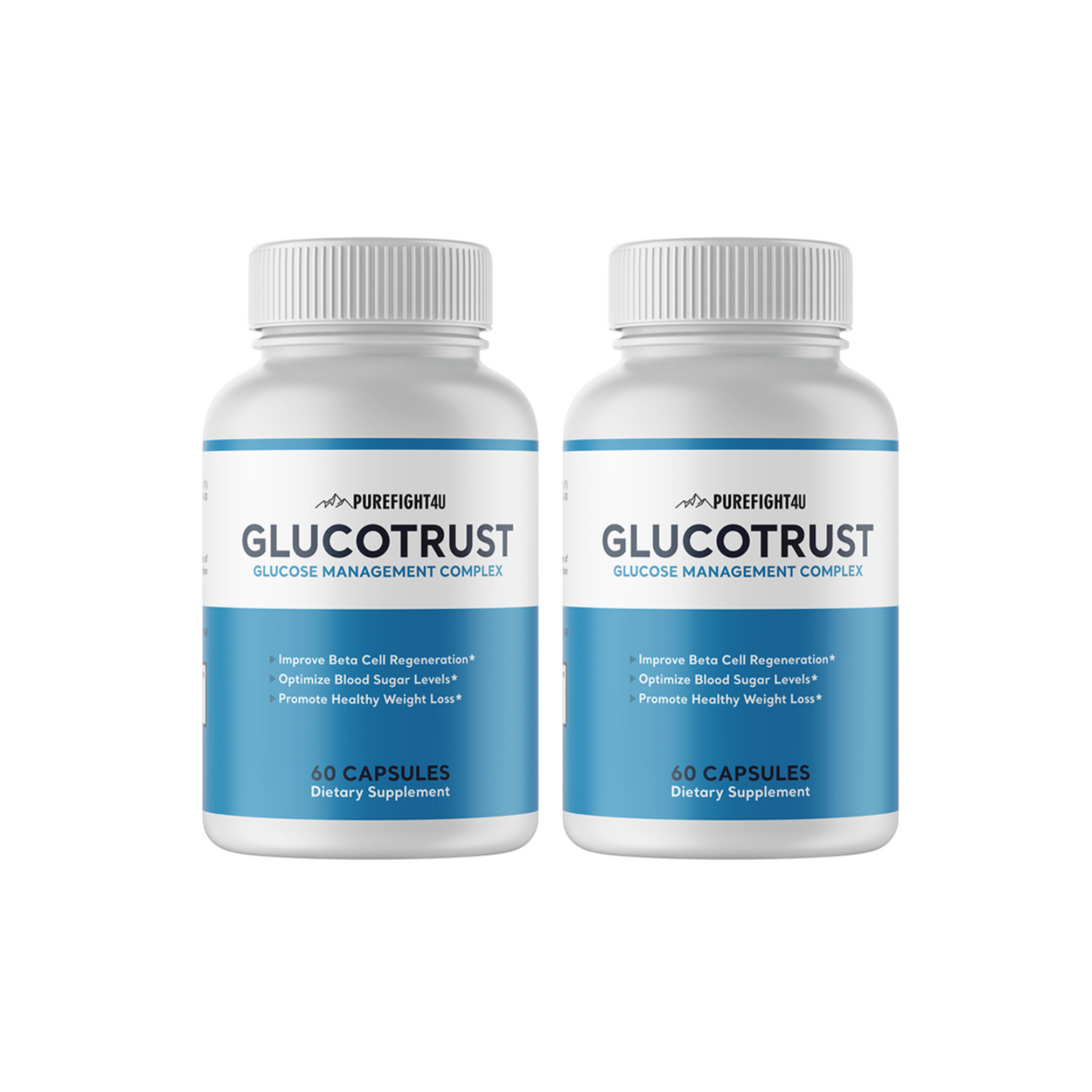 Glucotrust Blood Sugar Support Supplement - 2 Bottles 120 Capsules