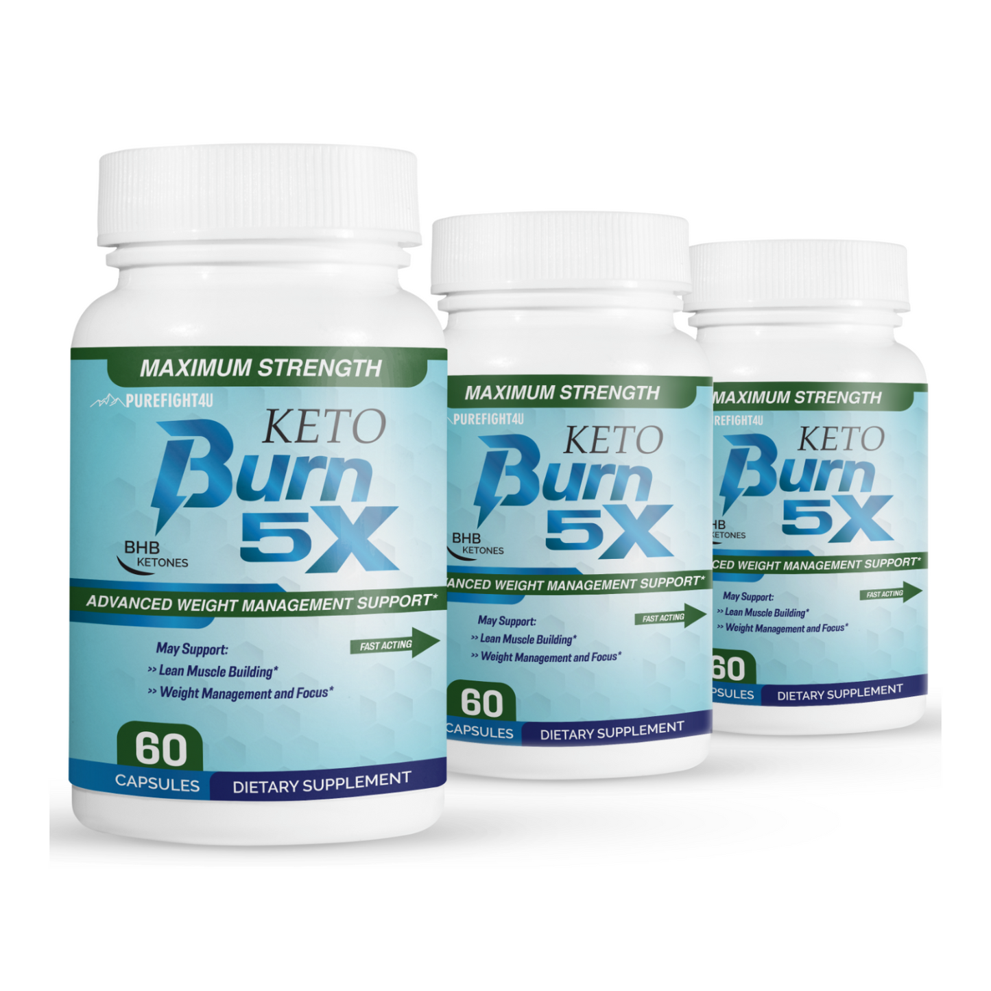 Keto Burn 5x Pills Advanced Weight  Management Support - 3 Bottles 180 Capsules