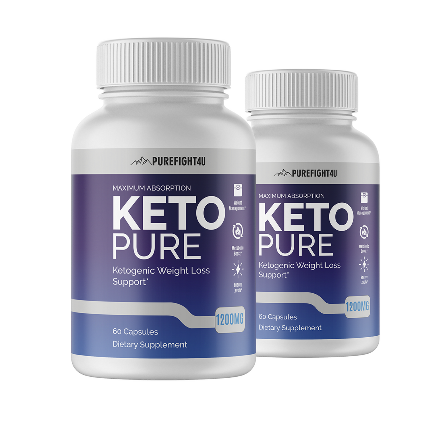 Keto Pure Ketogenic Weight Loss Support - 2 Bottles 120 Capsules