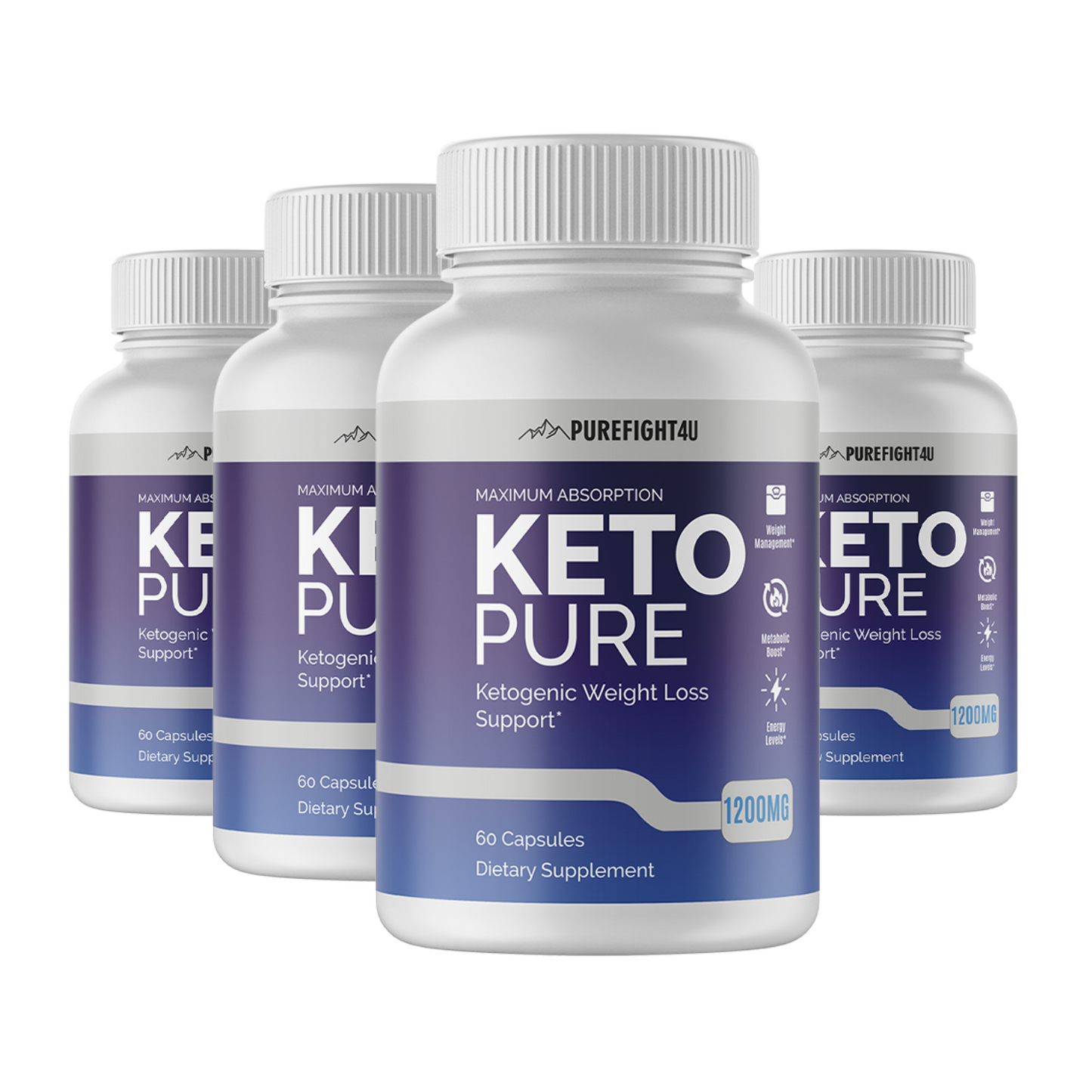 Keto Pure Ketogenic Weight Loss Support - 4 Bottles 240 Capsules