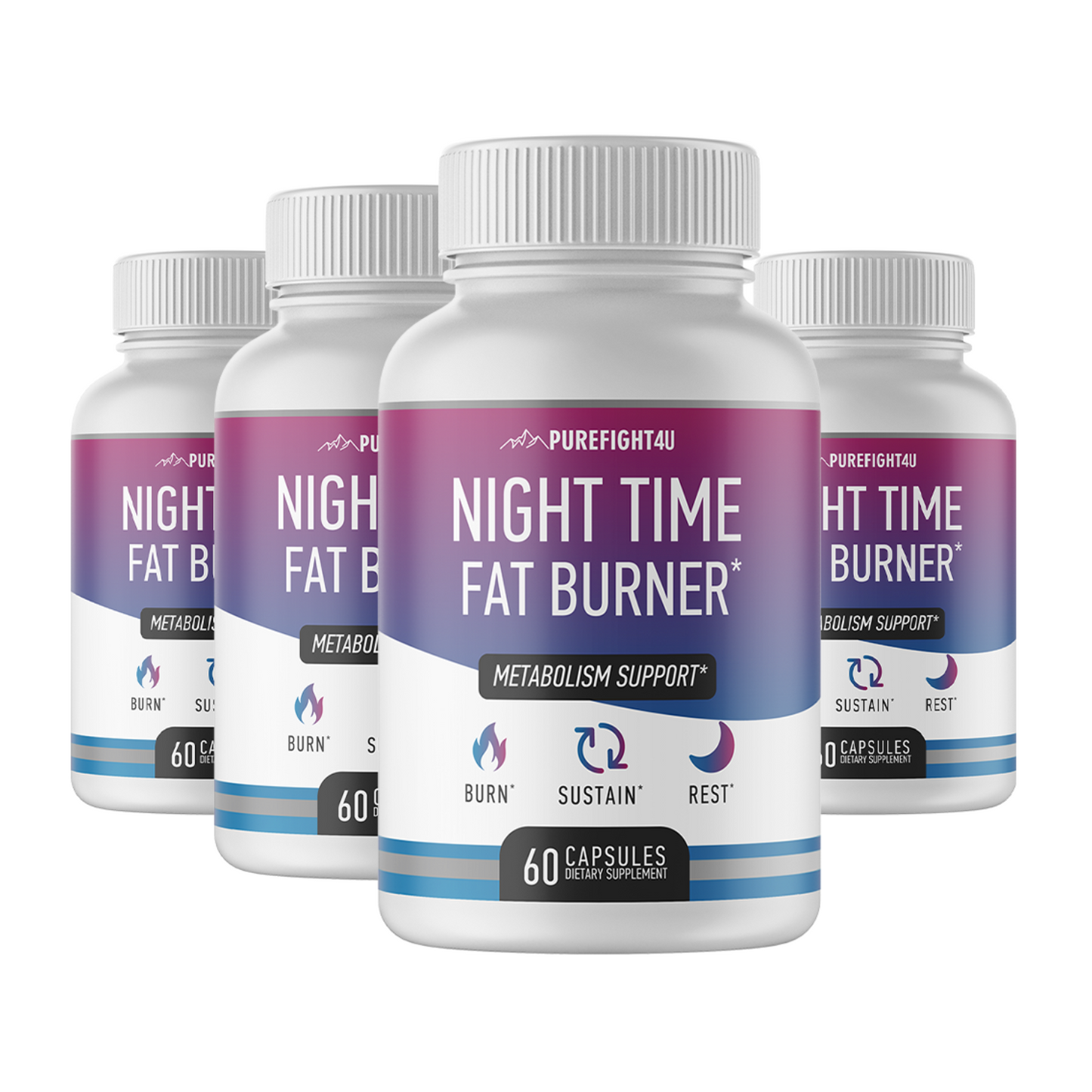 Night Time Fat Burner - Metabolism Support - 4 Bottles 240 Capsules