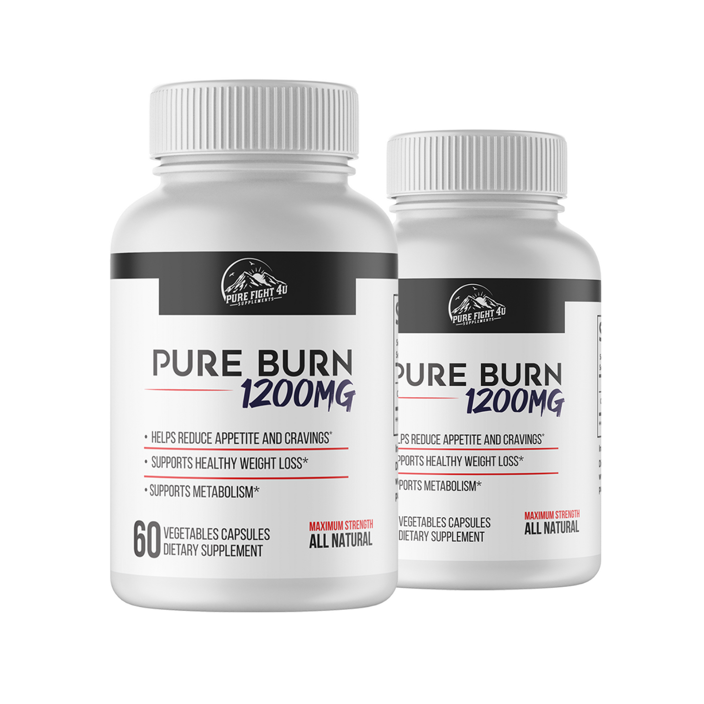 Pure Burn 1200mg Dietary Supplement - 2 Bottles 120 Capsules