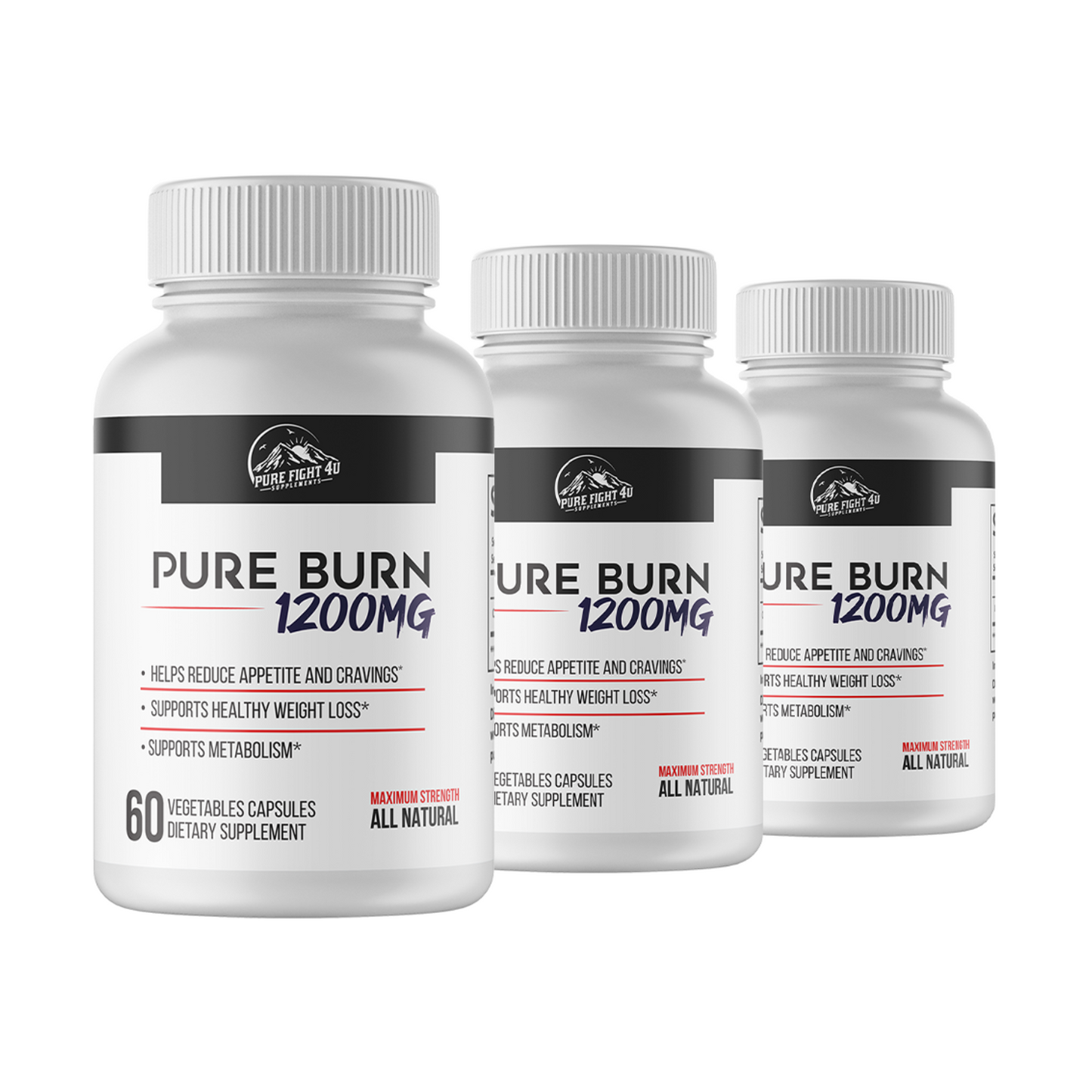 Pure Burn 1200mg Dietary Supplement - 3 Bottles 180 Capsules