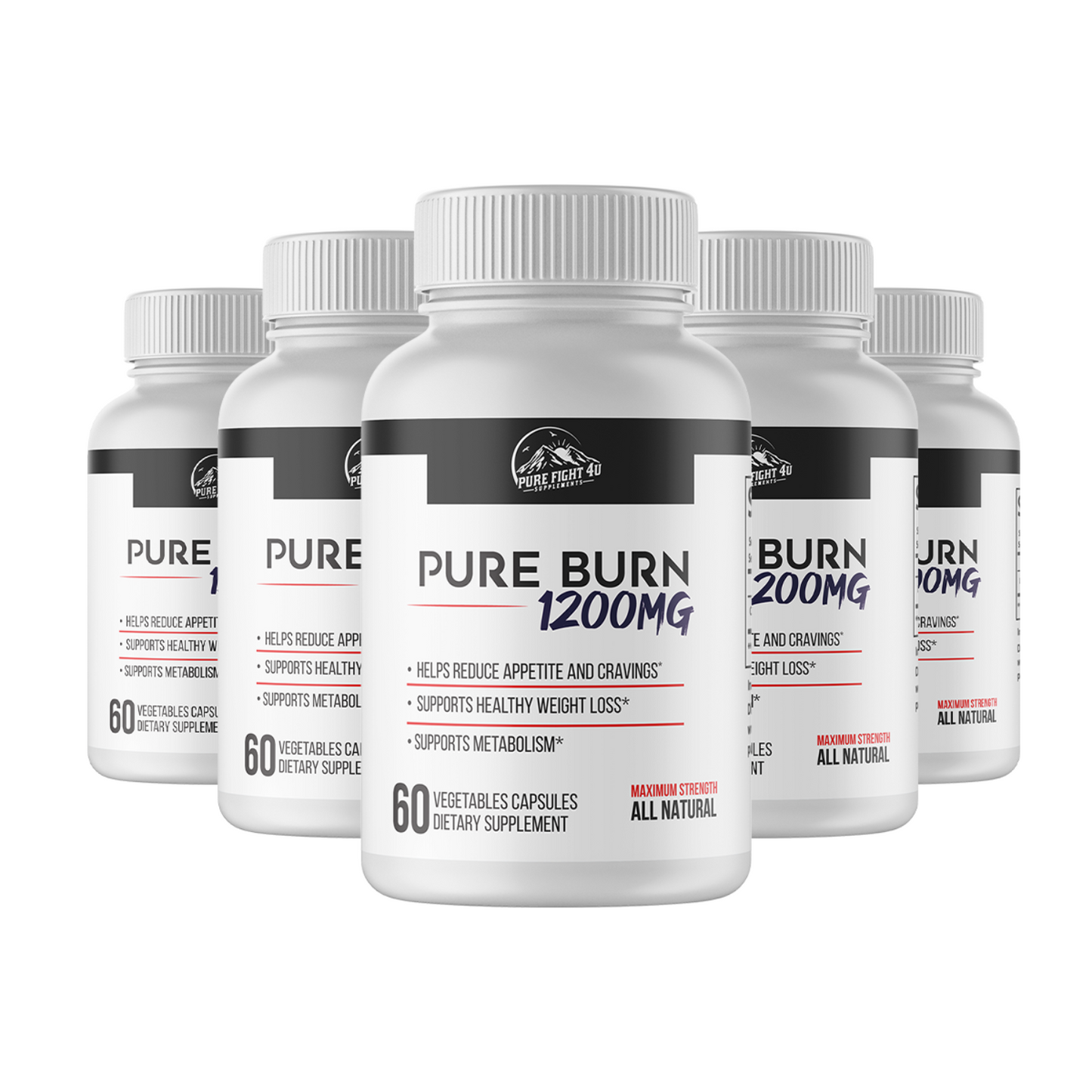 Pure Burn 1200mg Dietary Supplement - 5 Bottles 300 Capsules